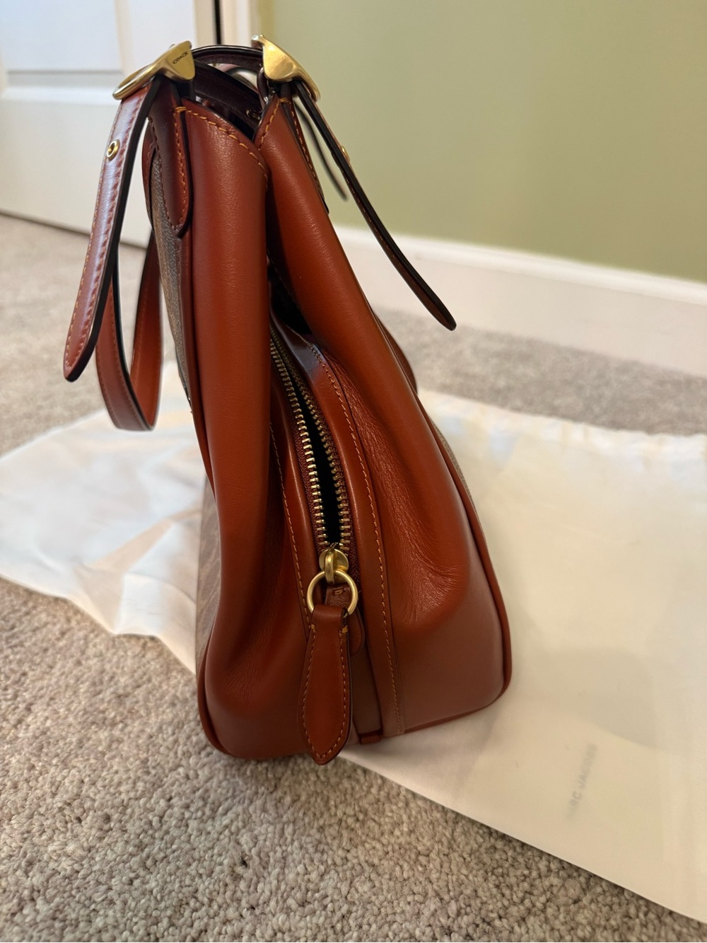 Coach Brown Signature Canvas Shoulder Hobo with Saddle Leather Trim - Picture 4 of 9